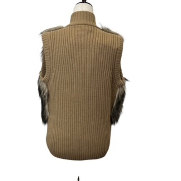 NEW Michael Kors Faux Fur And Sweater Knit Vest Zip Front Women’s‎ Sz Large NWT - Picture 5 of 14